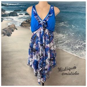 BOUTIQUE Sassy Swim Skirt Racer Back Blue 2pc Bathing Suit SIZE 18